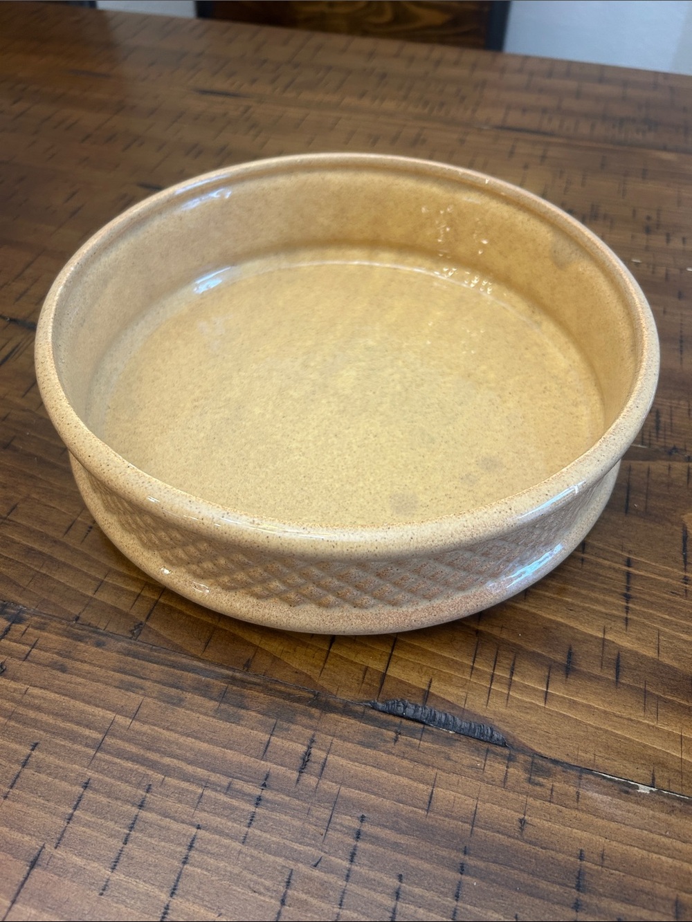 Haeger Ceramic Bowl Beige Round 9-in Glossy Printed Backstamp 3-in Height